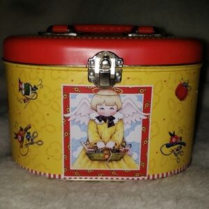 Mary Engelbreit Sewing Tools Metal Latched Tin